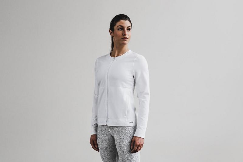 Women's Nobull WoTwill Zip-Up Hoodie White | SG W3137N